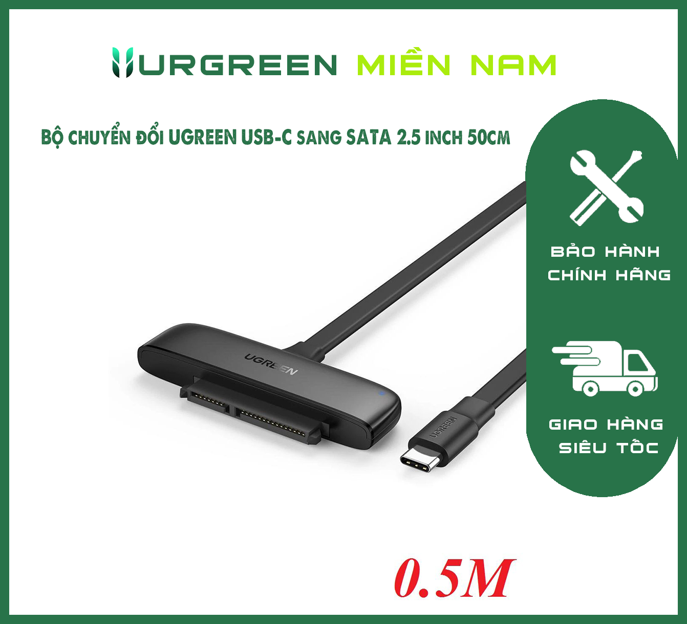Bộ chuyển đổi UGREEN USB-C sang SATA 2.5 inch 50cm
